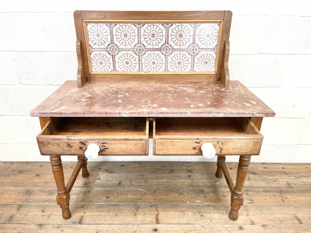 Antique Pine Tile Back Washstand View VII