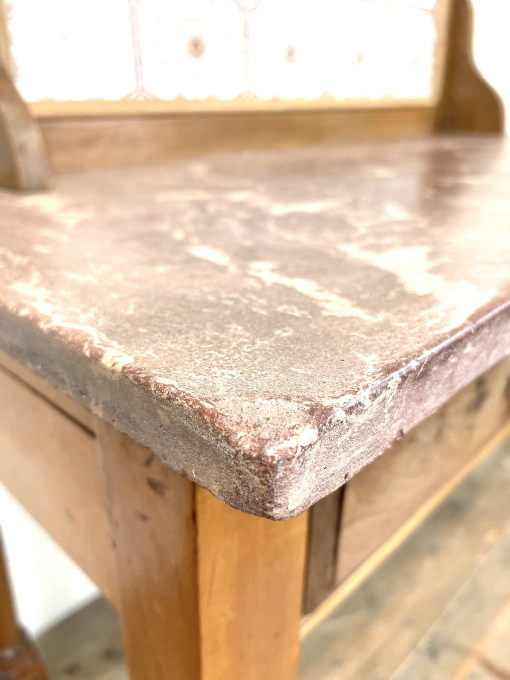 Antique Pine Tile Back Washstand View X