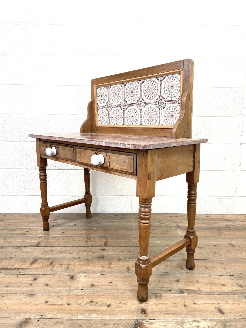 Antique Pine Tile Back Washstand View XI