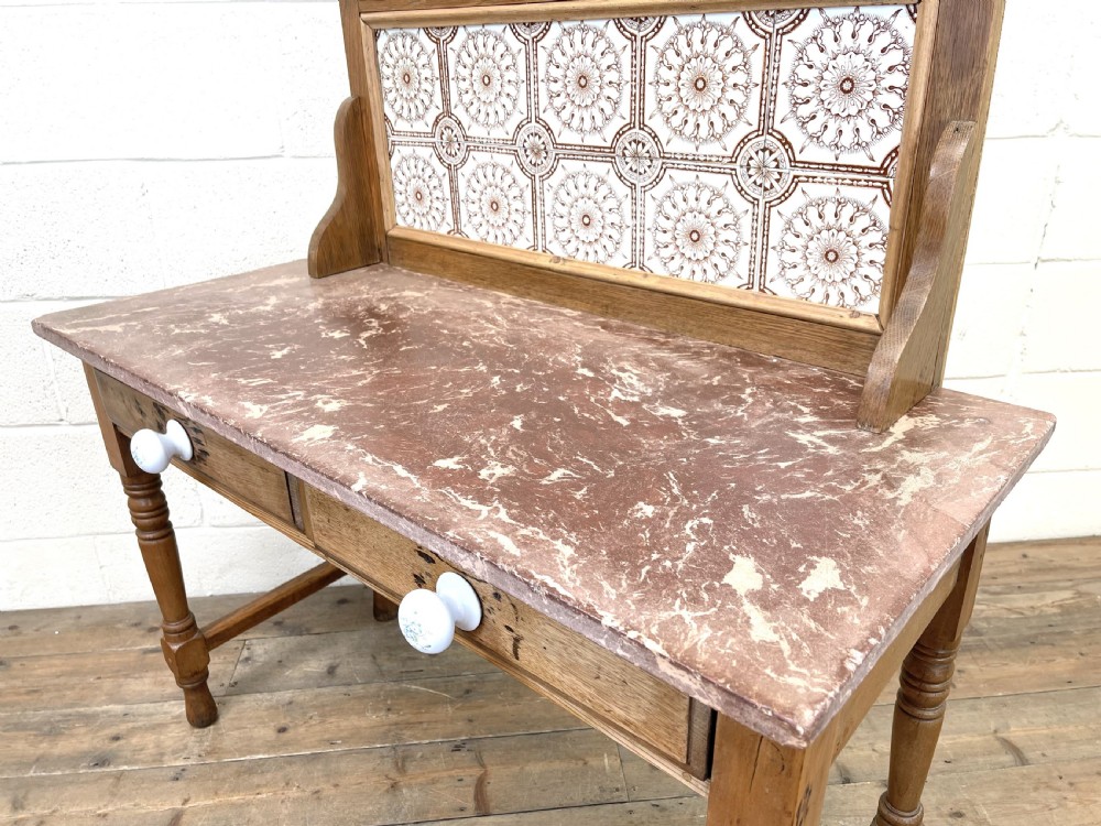 Antique Pine Tile Back Washstand View XIII