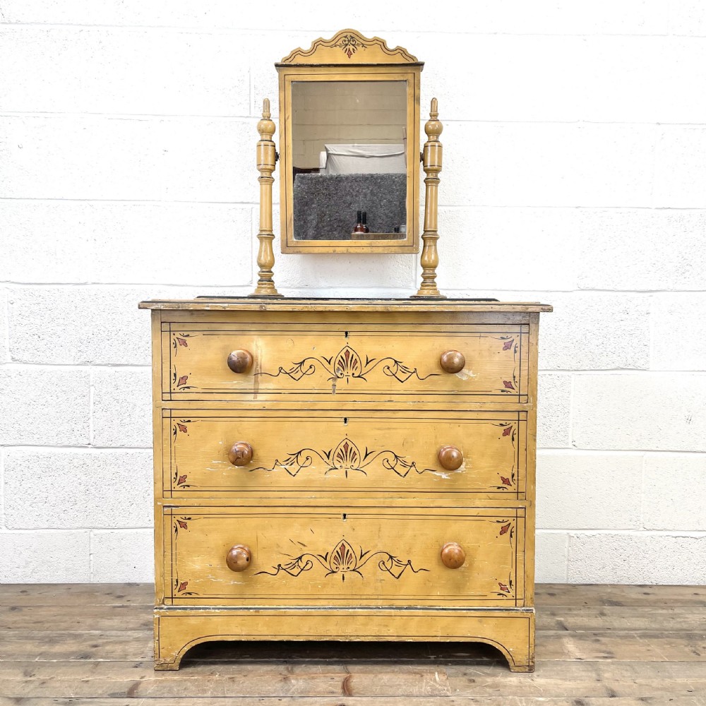 Antique Painted Pine Dressing Chest