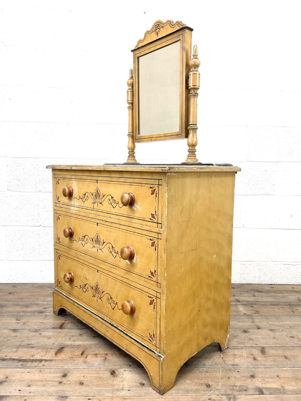 Antique Painted Pine Dressing Chest View VI