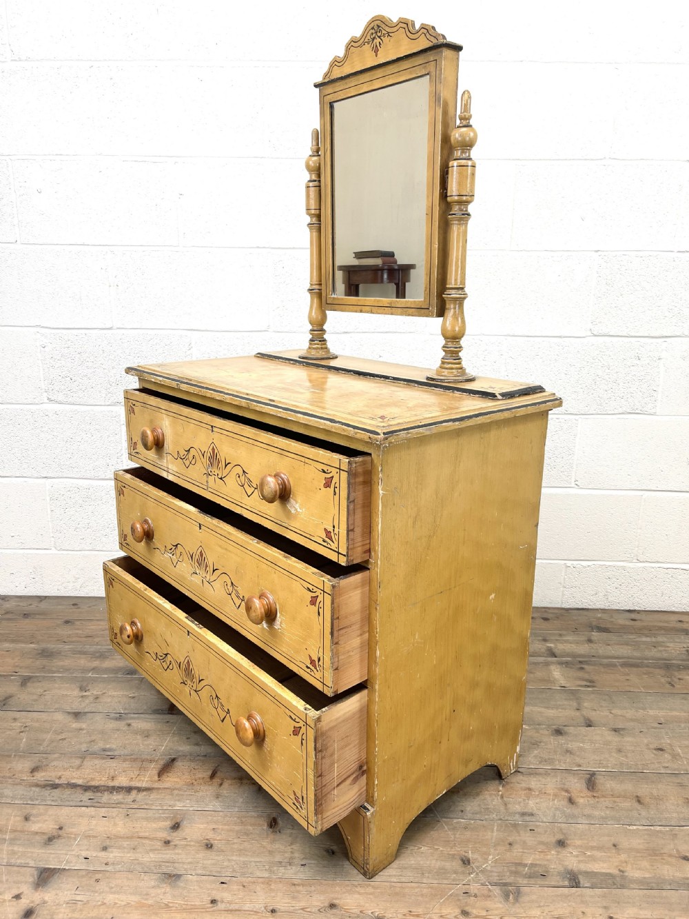 Antique Painted Pine Dressing Chest View IX