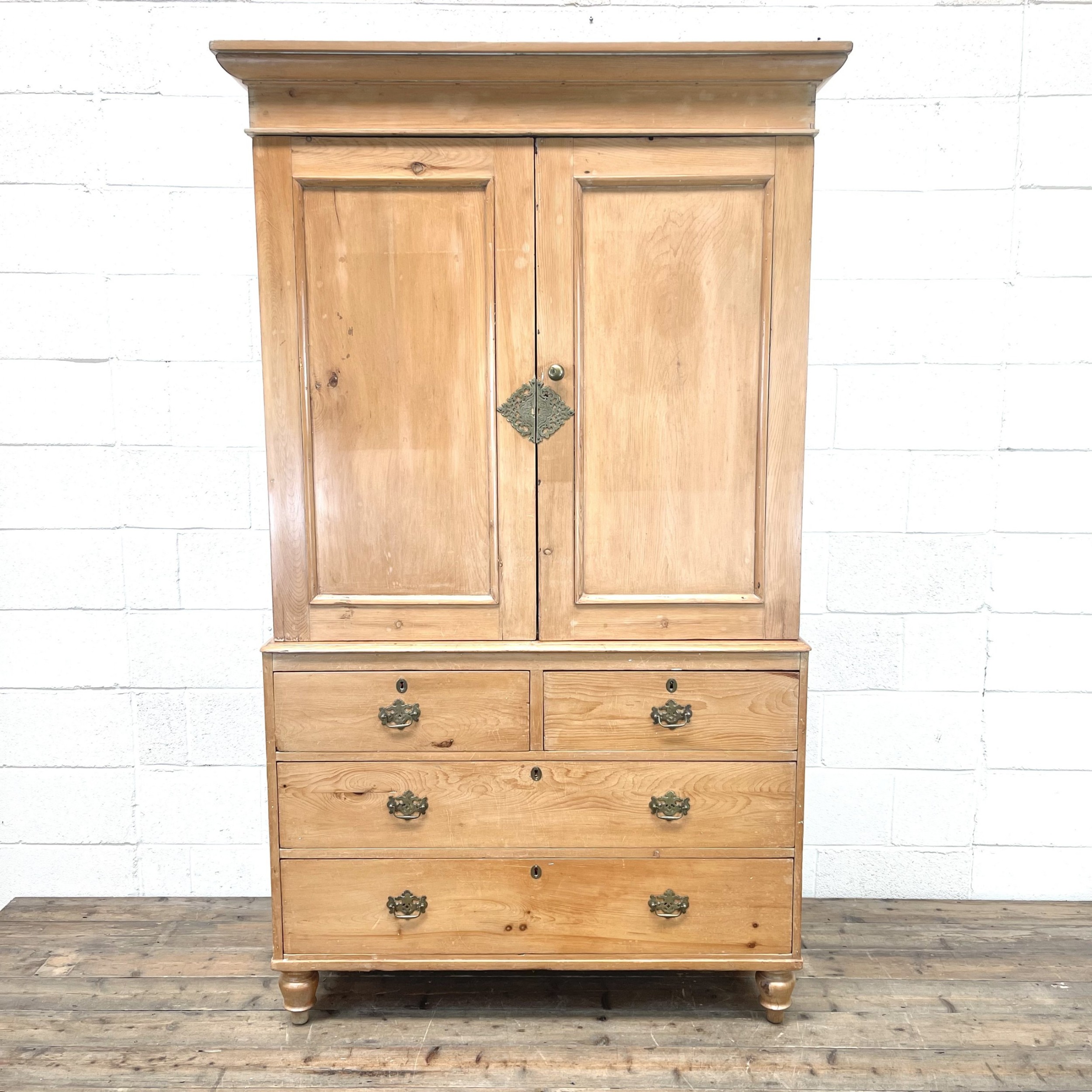 Antique Pine Linen Press Cupboard