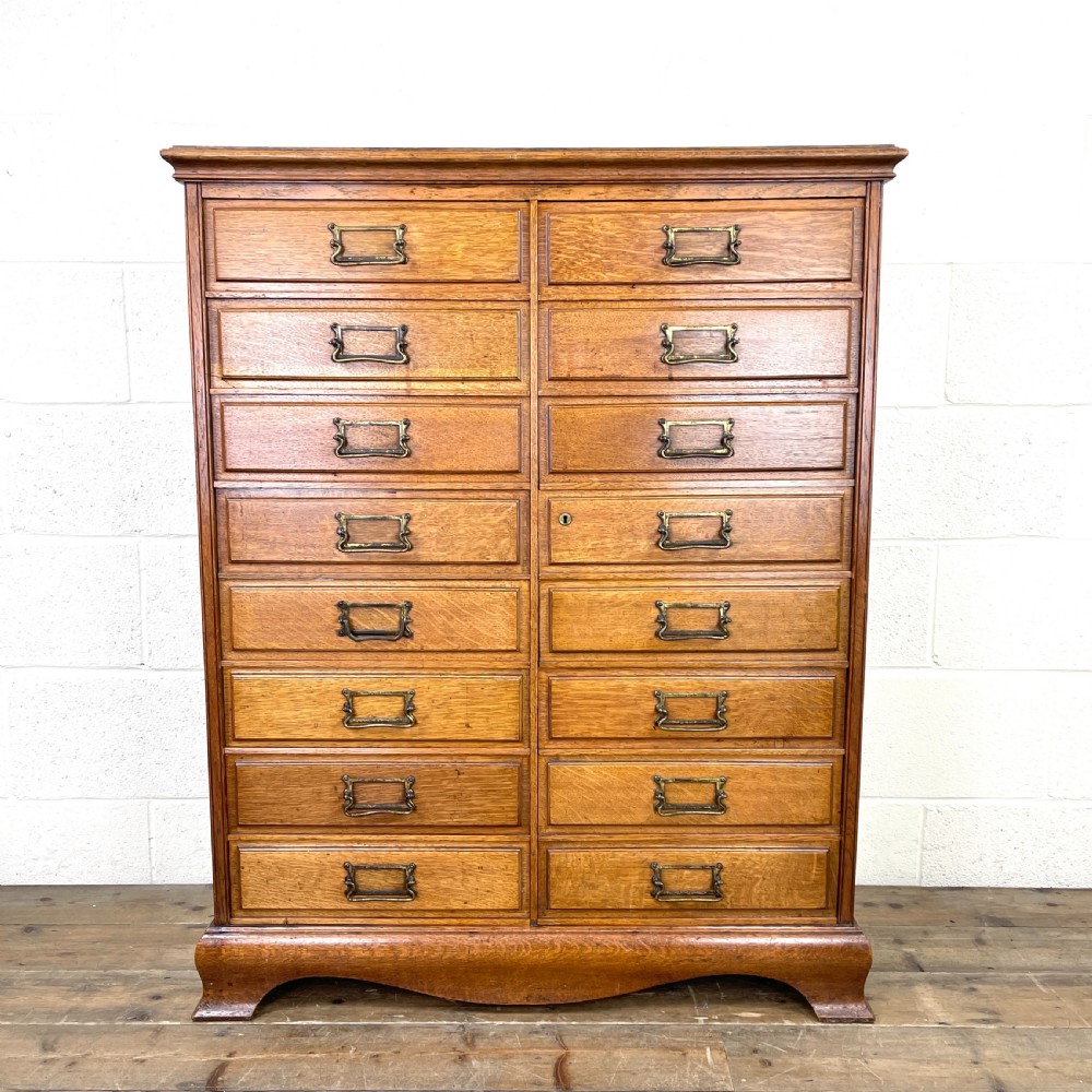 Antique Oak Bank of Drawers or Filing Cabinet