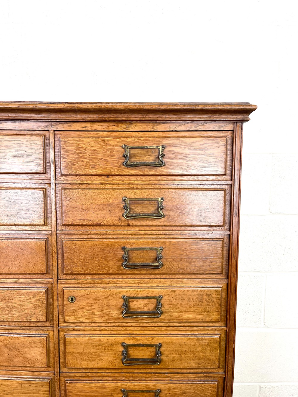 Antique Oak Bank of Drawers or Filing Cabinet View III