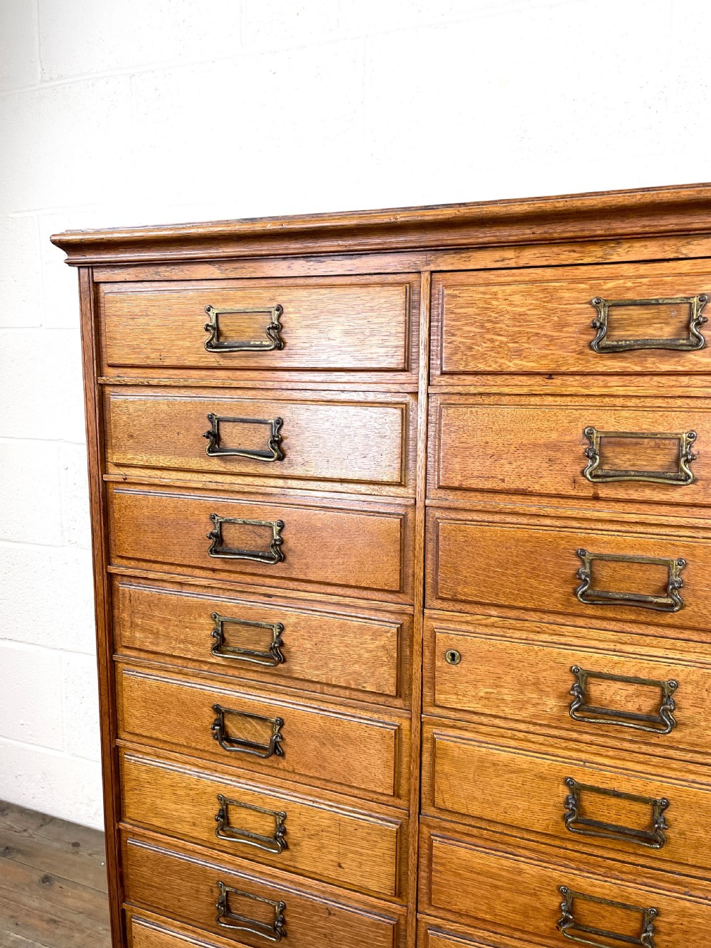 Antique Oak Bank of Drawers or Filing Cabinet View IV