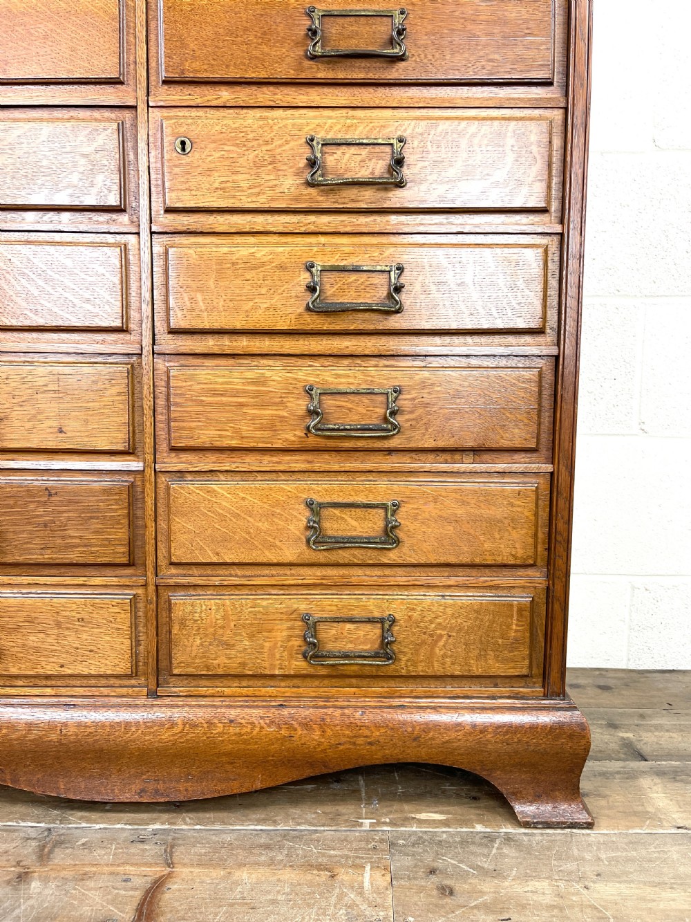 Antique Oak Bank of Drawers or Filing Cabinet View V