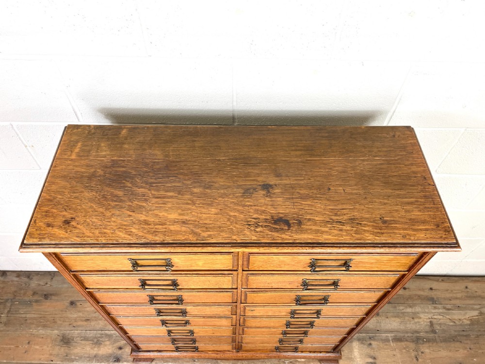 Antique Oak Bank of Drawers or Filing Cabinet View VII