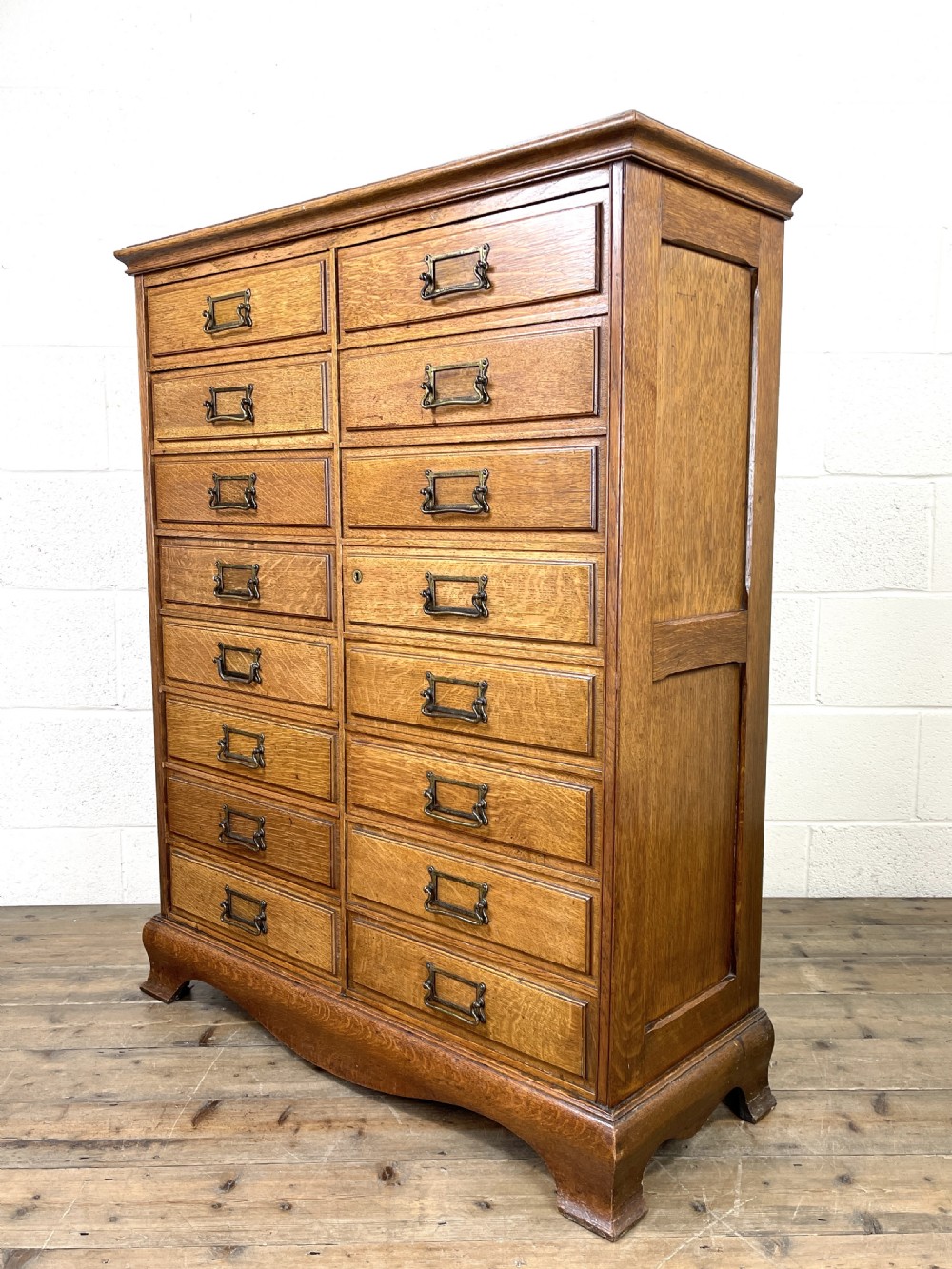 Antique Oak Bank of Drawers or Filing Cabinet View VIII
