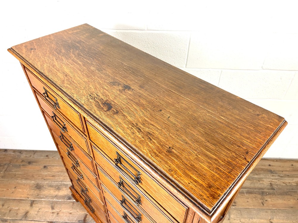Antique Oak Bank of Drawers or Filing Cabinet View X