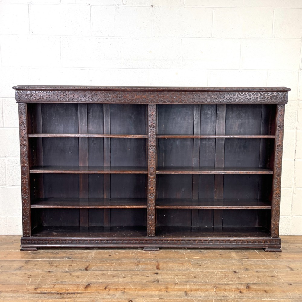 Large Antique Carved Oak Bookcase