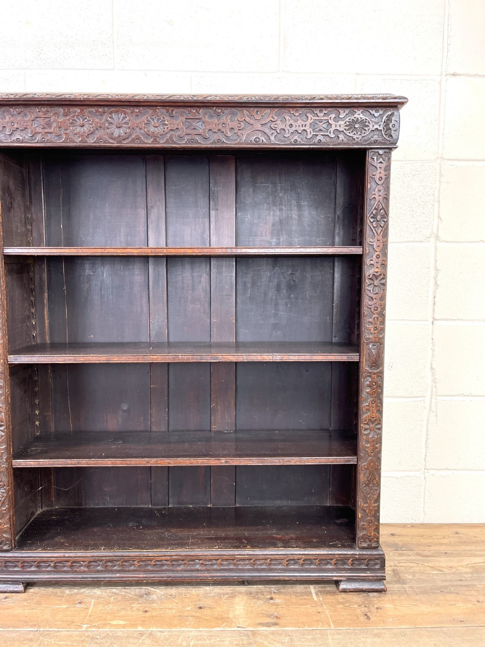 Large Antique Carved Oak Bookcase View II