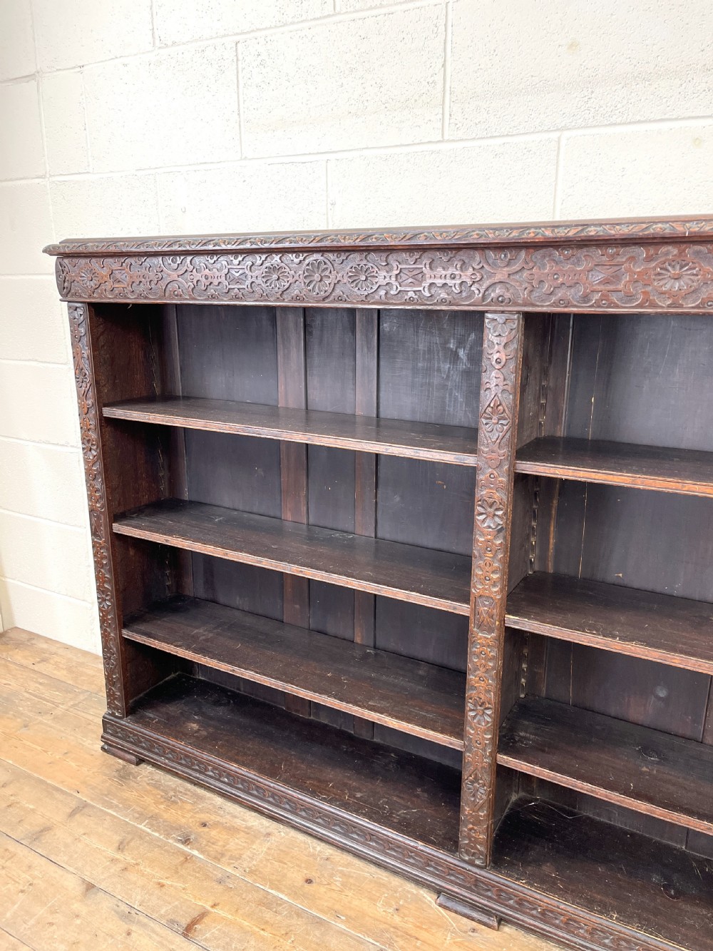 Large Antique Carved Oak Bookcase View III