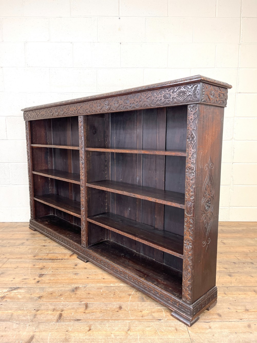 Large Antique Carved Oak Bookcase View VI