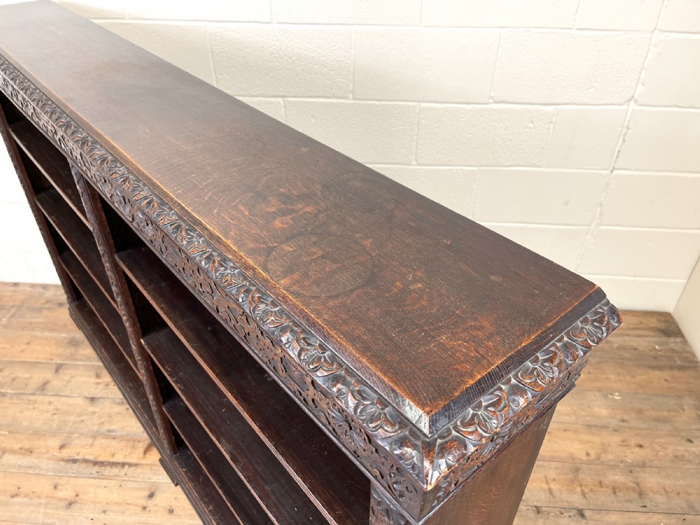 Large Antique Carved Oak Bookcase View VII