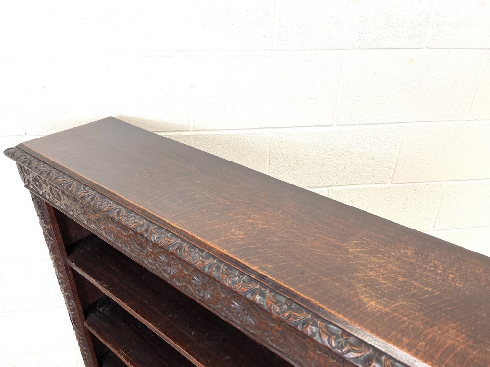Large Antique Carved Oak Bookcase View VIII