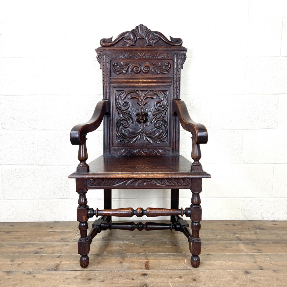Antique Carved Oak Armchair