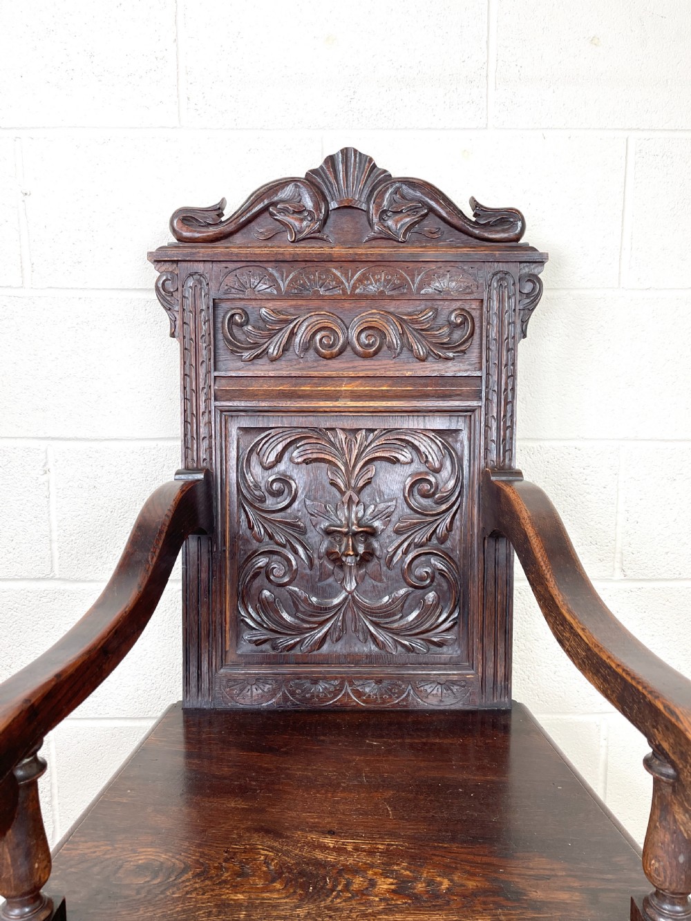 Antique Carved Oak Armchair View III