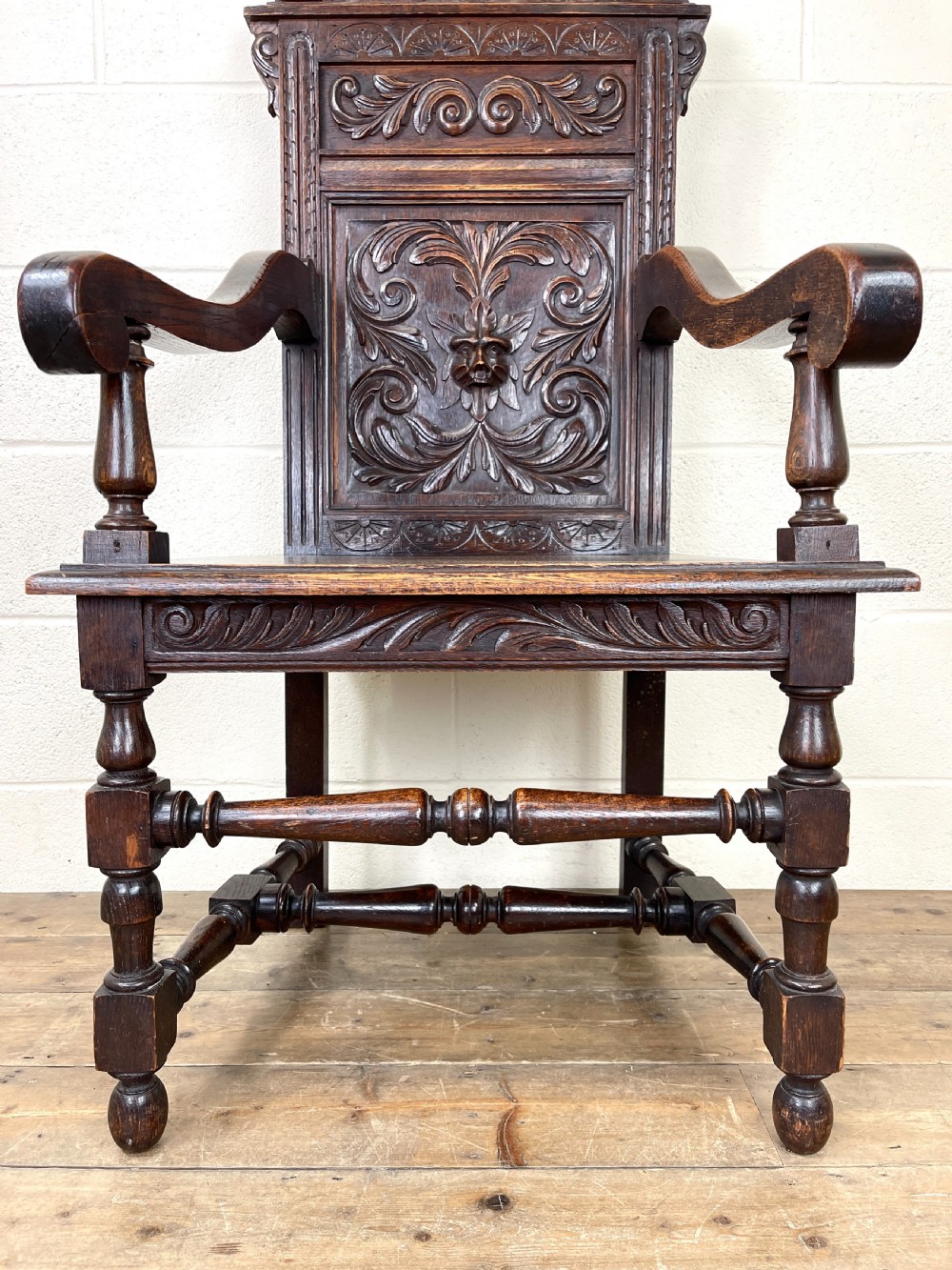 Antique Carved Oak Armchair View IV