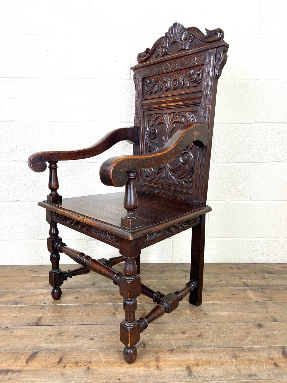 Antique Carved Oak Armchair View VI