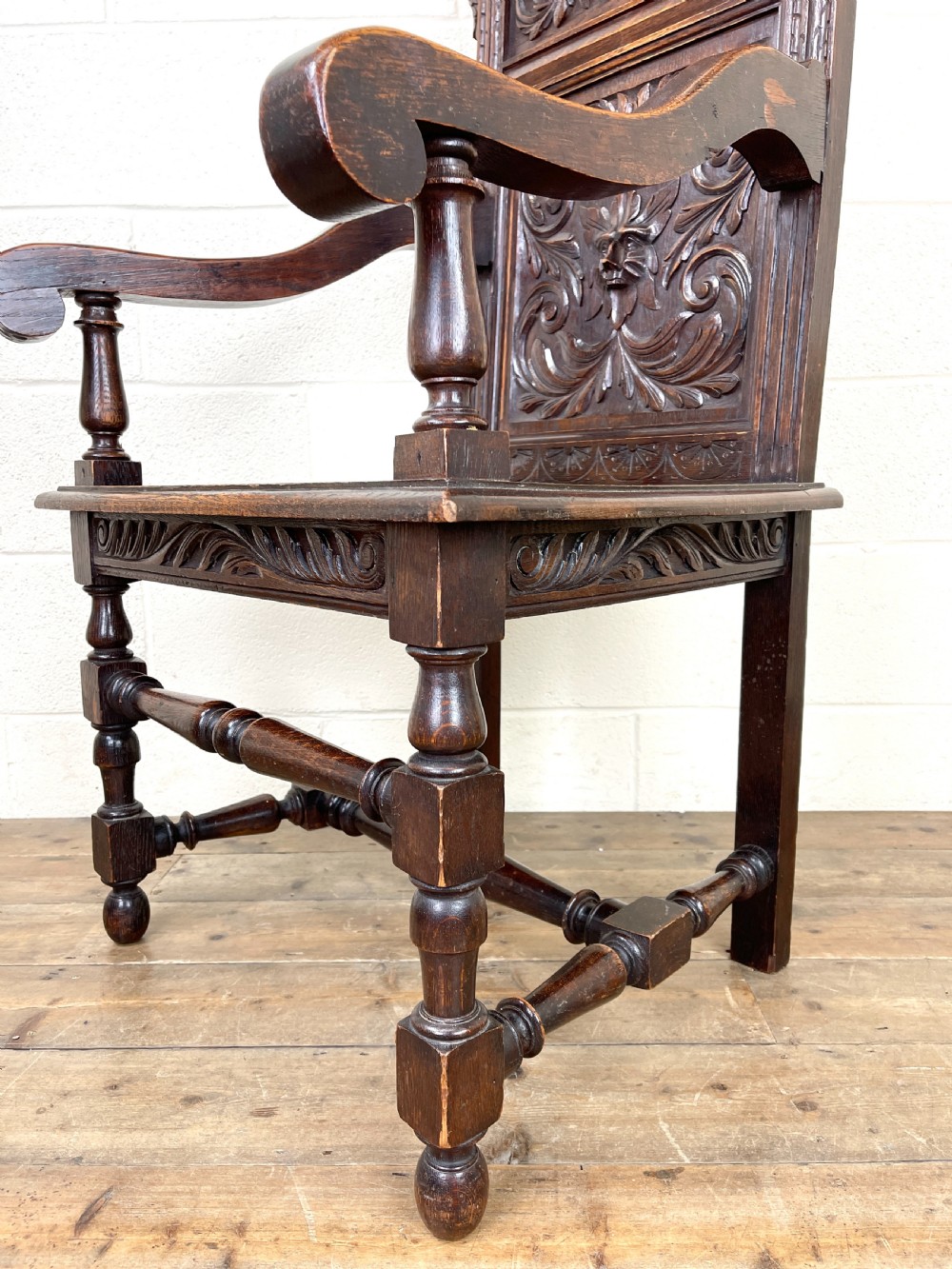 Antique Carved Oak Armchair View VII