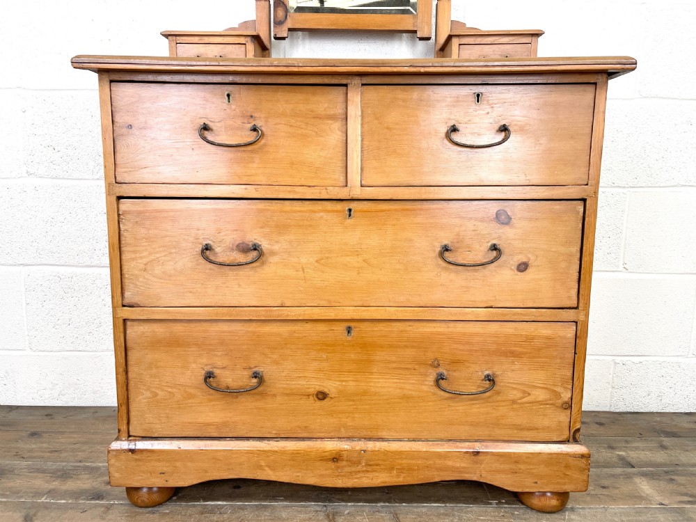 Antique Pine Dressing Table with Drawers View II