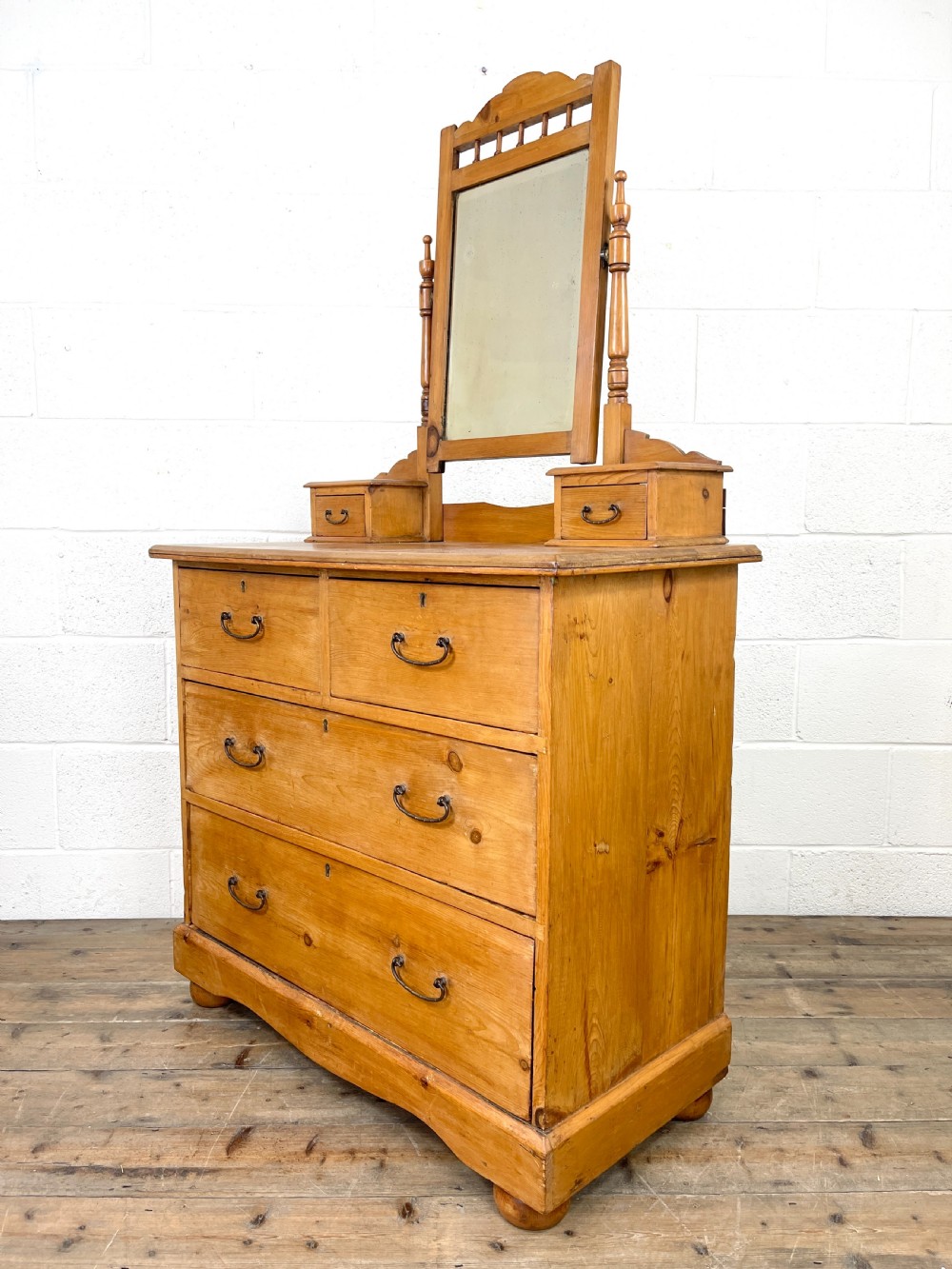 Antique Pine Dressing Table with Drawers View IV