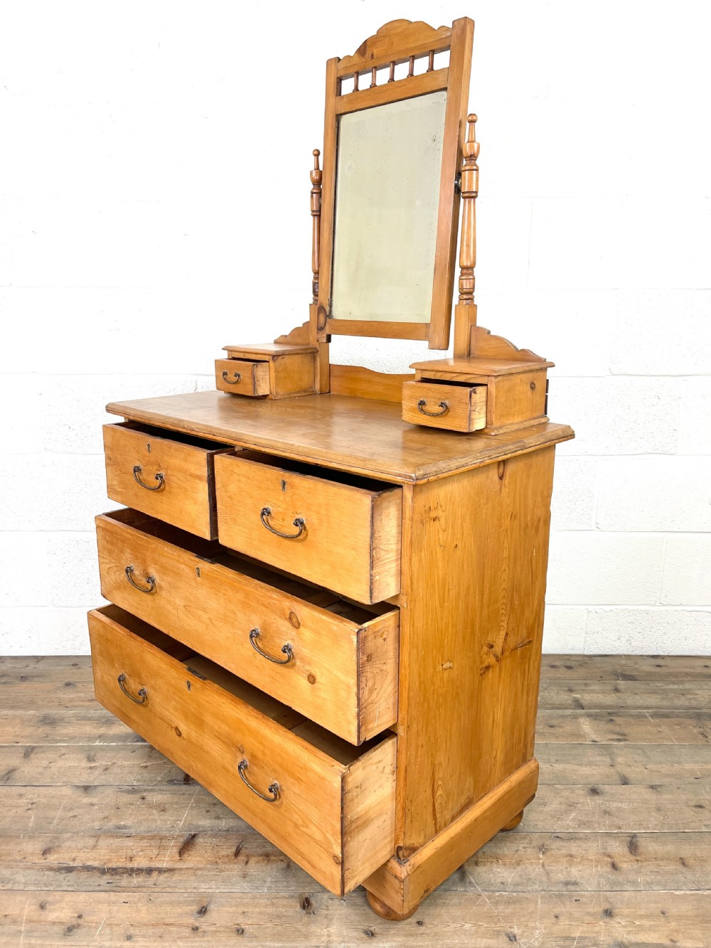 Antique Pine Dressing Table with Drawers View VIII