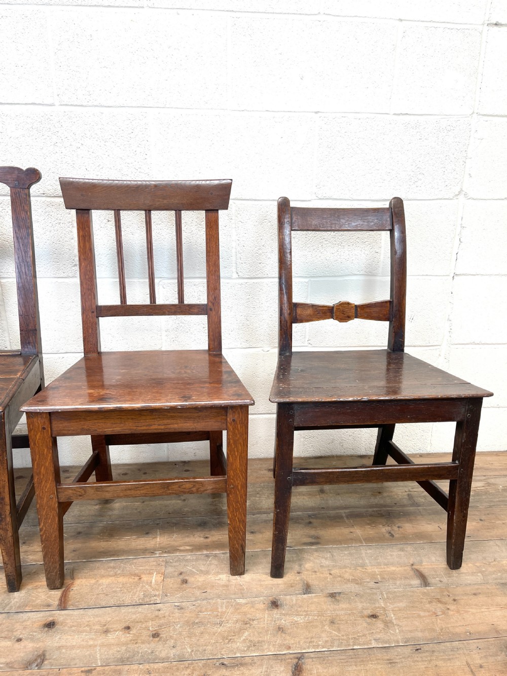 Set of Four Mix and Match Welsh Oak Farmhouse Chairs  View III