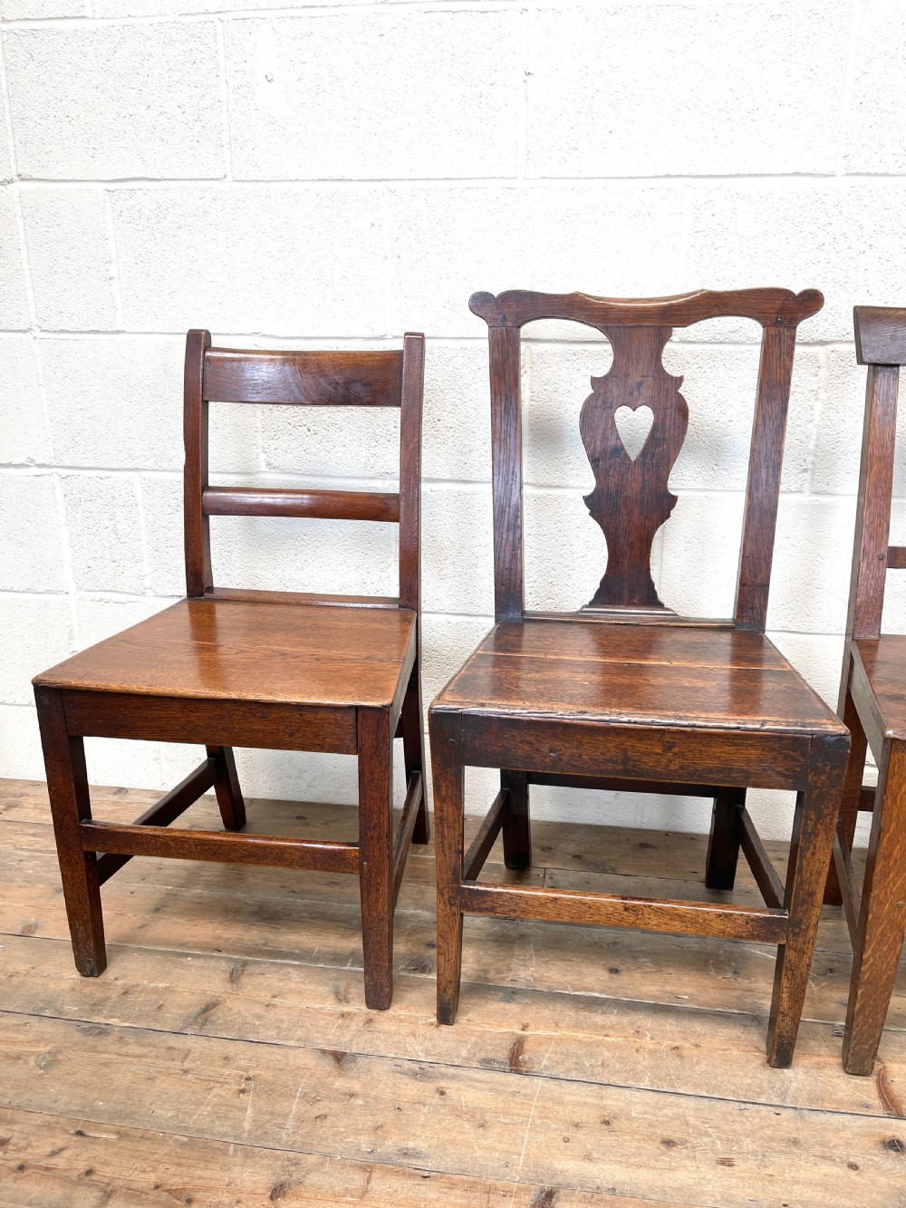 Set of Four Mix and Match Welsh Oak Farmhouse Chairs  View IV