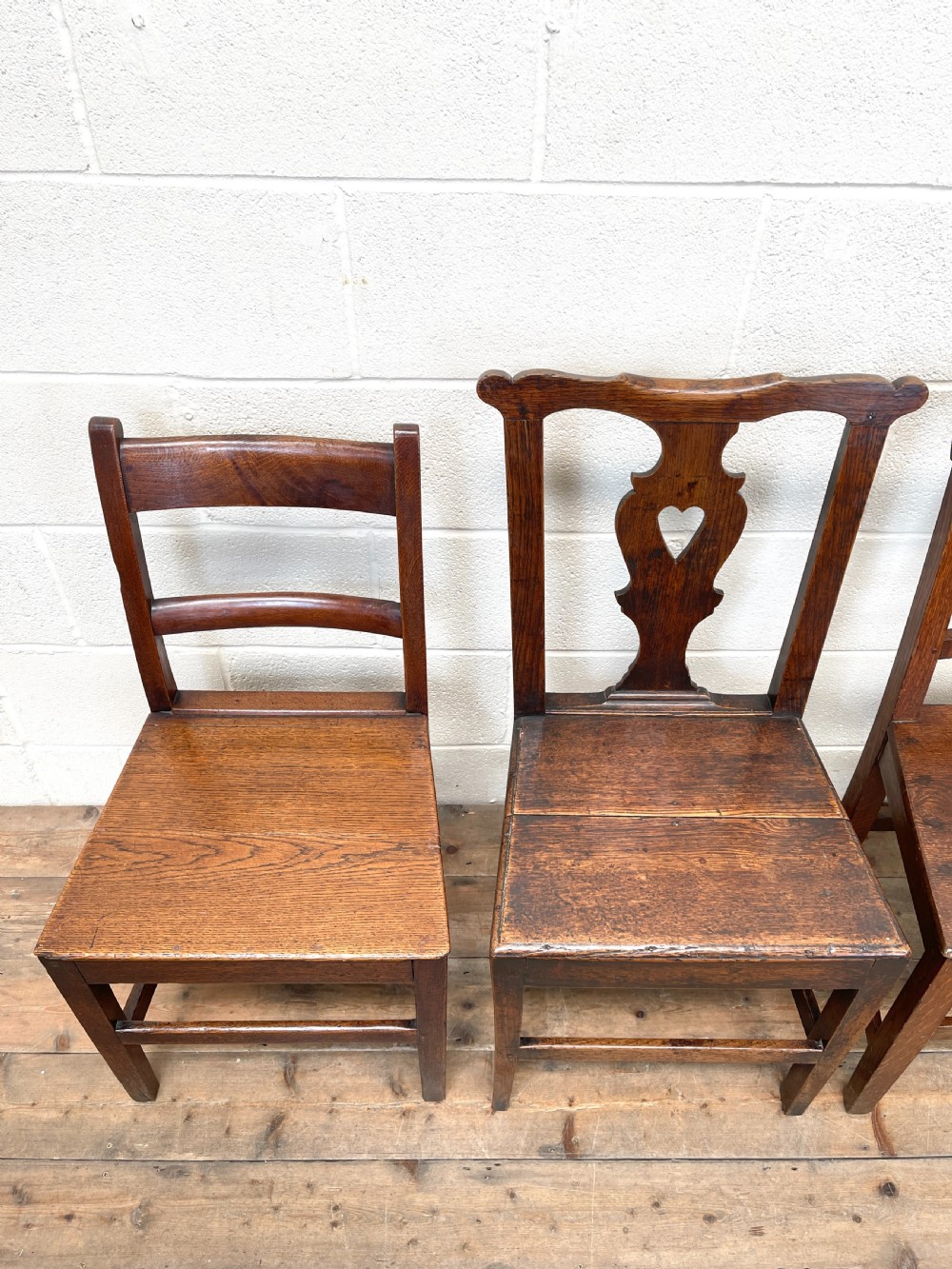 Set of Four Mix and Match Welsh Oak Farmhouse Chairs  View V