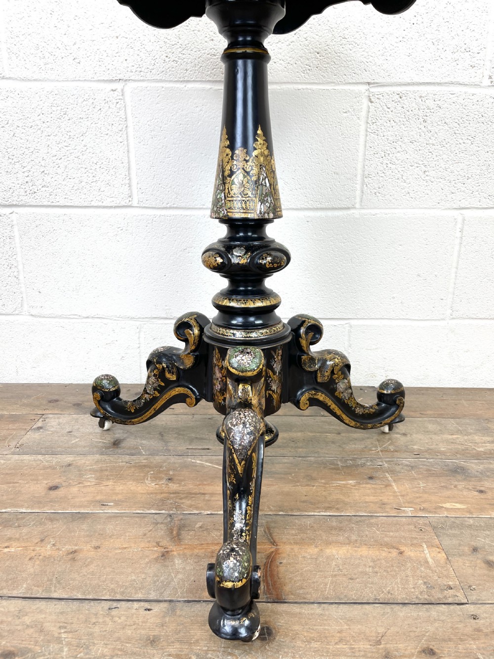 Antique Lacquered and Inlaid Chess Table View III