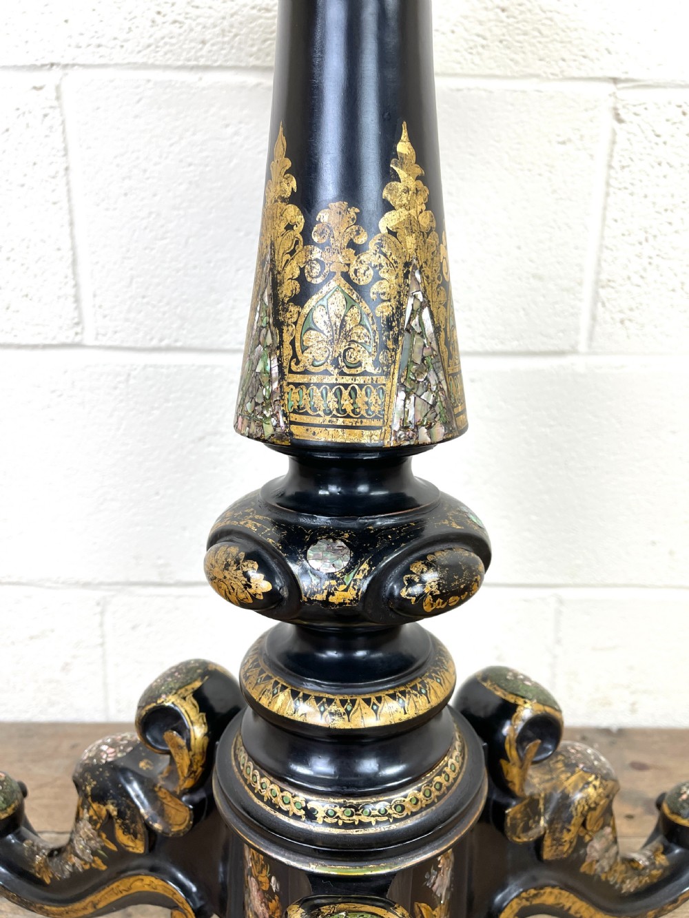 Antique Lacquered and Inlaid Chess Table View VI