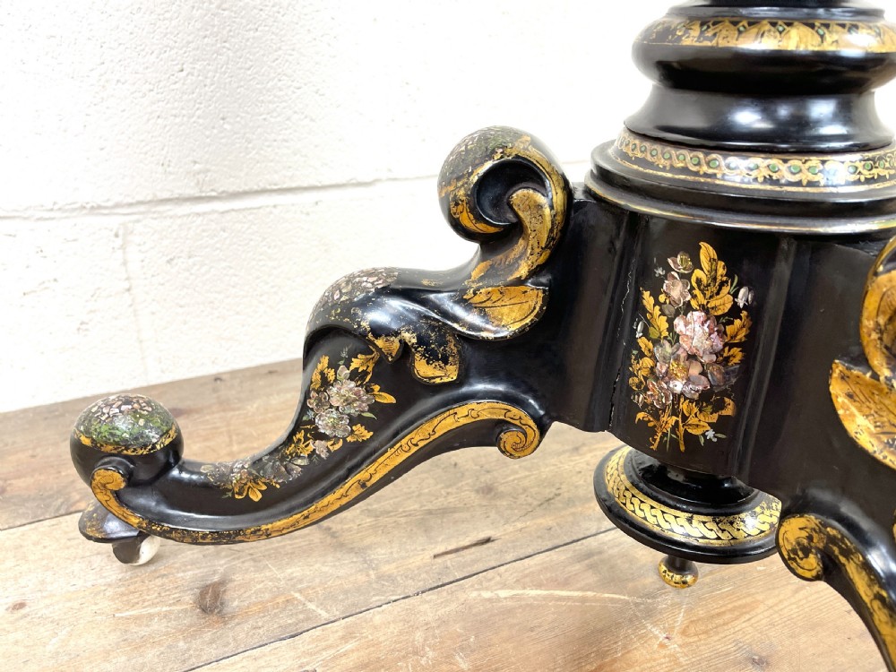 Antique Lacquered and Inlaid Chess Table View VII