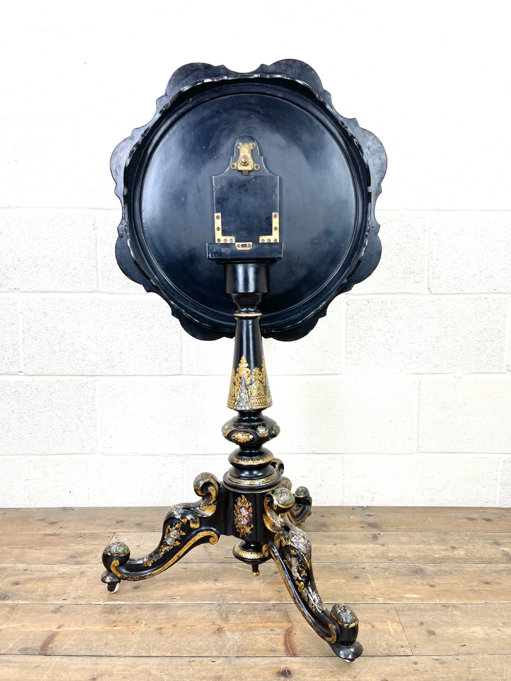 Antique Lacquered and Inlaid Chess Table View IX