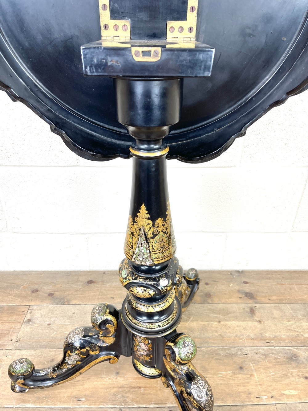 Antique Lacquered and Inlaid Chess Table View X