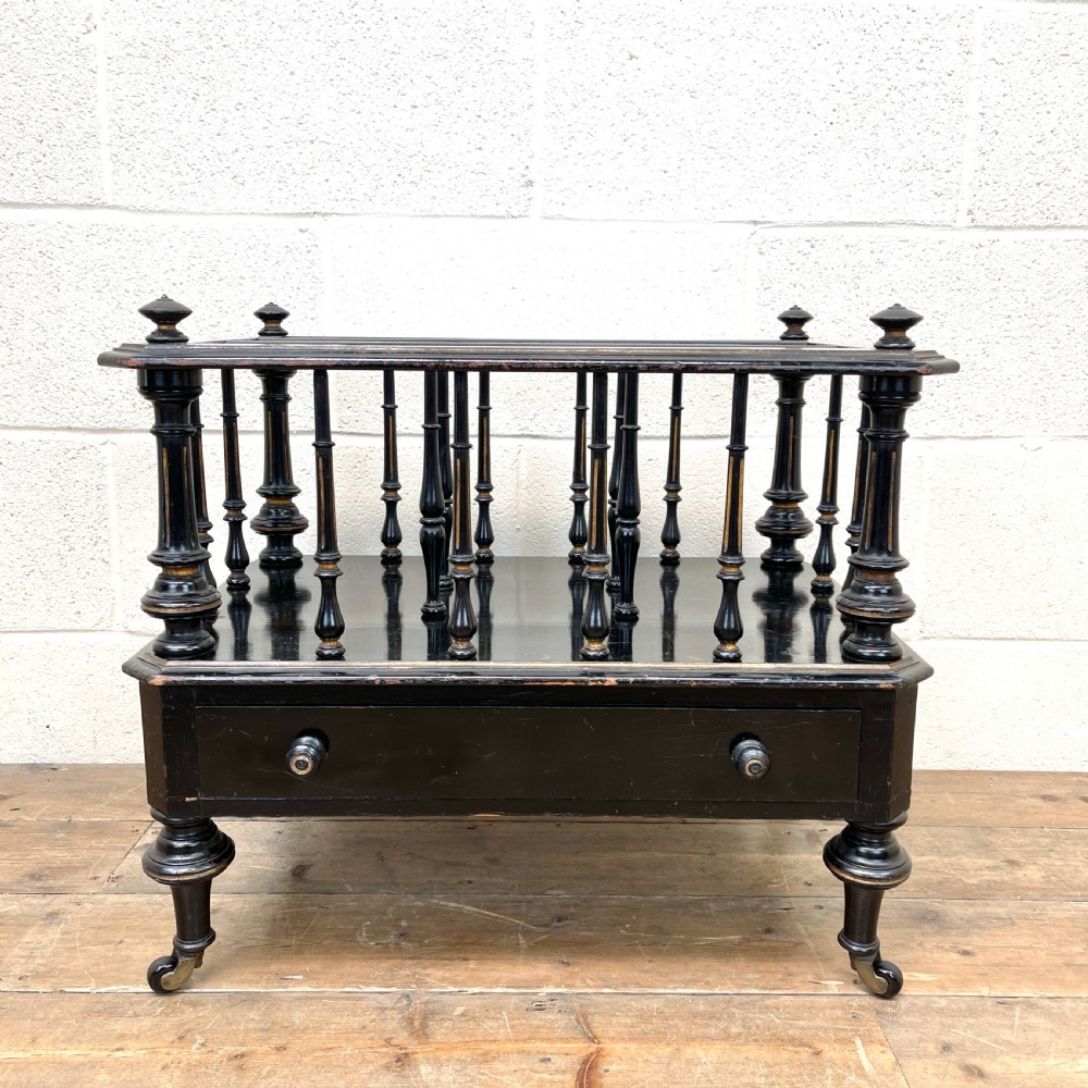 Antique Victorian Ebonised Canterbury Magazine Rack
