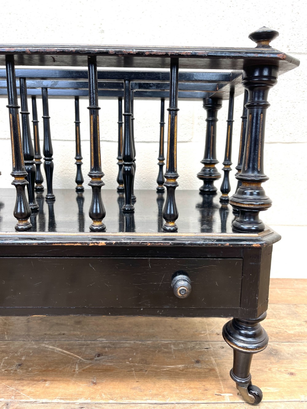 Antique Victorian Ebonised Canterbury Magazine Rack View IV
