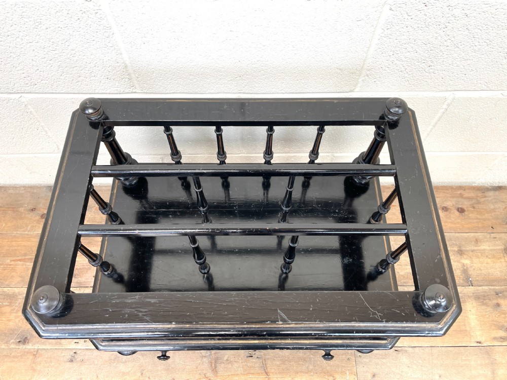 Antique Victorian Ebonised Canterbury Magazine Rack View VI