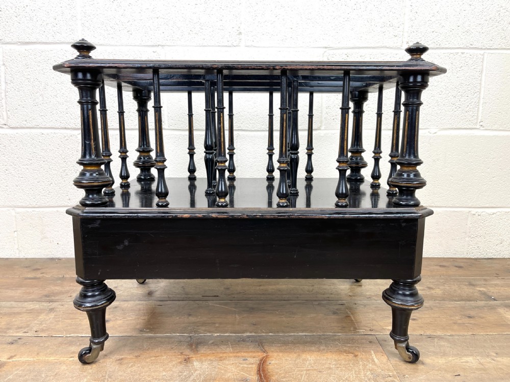 Antique Victorian Ebonised Canterbury Magazine Rack View X