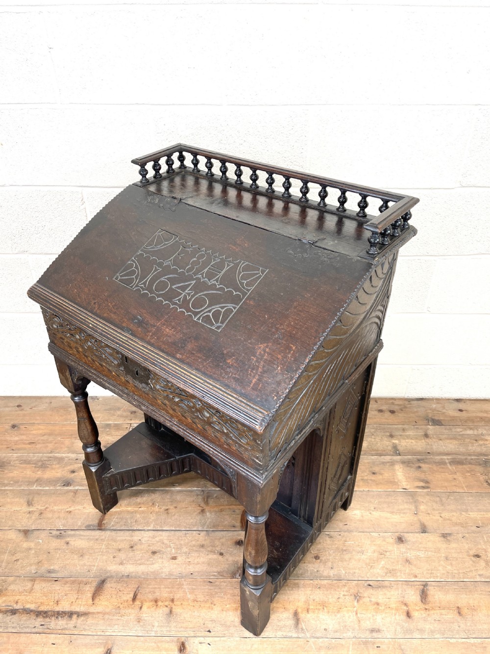 Antique Carved Oak Desk