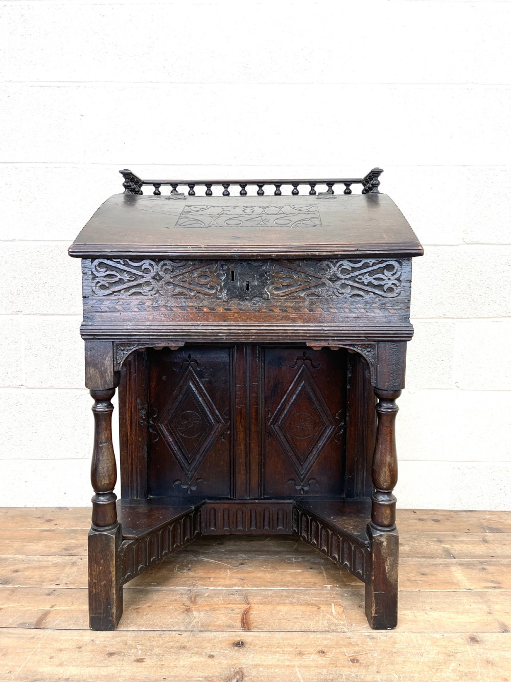 Antique Carved Oak Desk View II
