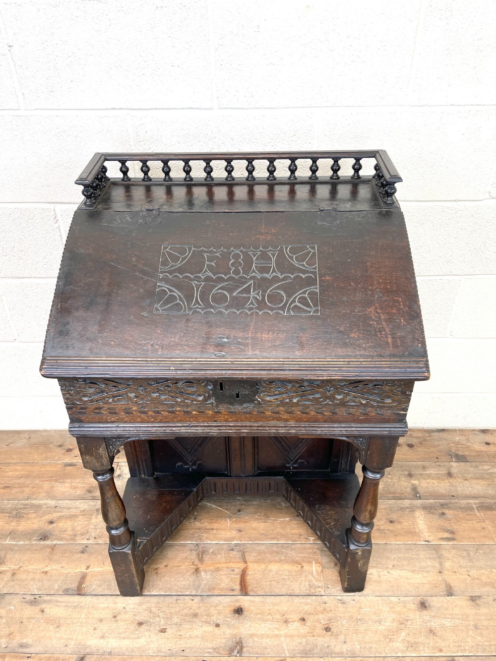 Antique Carved Oak Desk View III