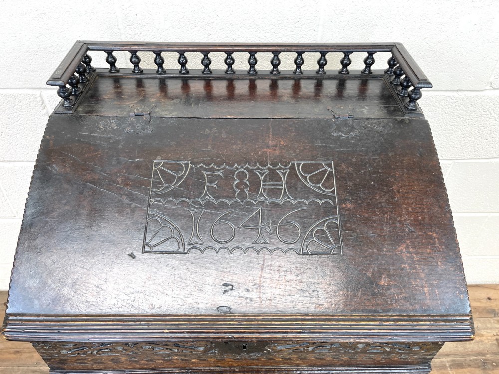 Antique Carved Oak Desk View V