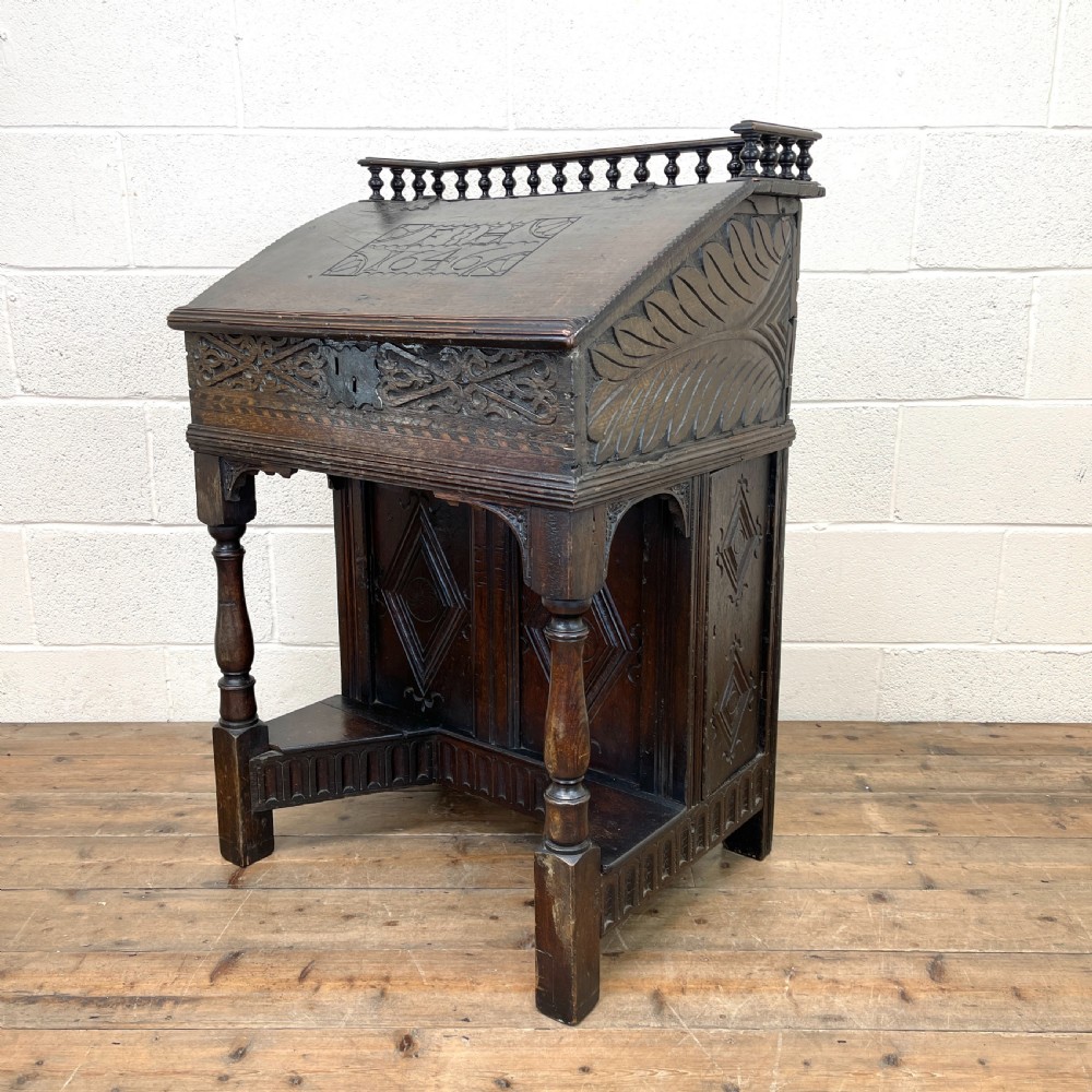 Antique Carved Oak Desk View VI