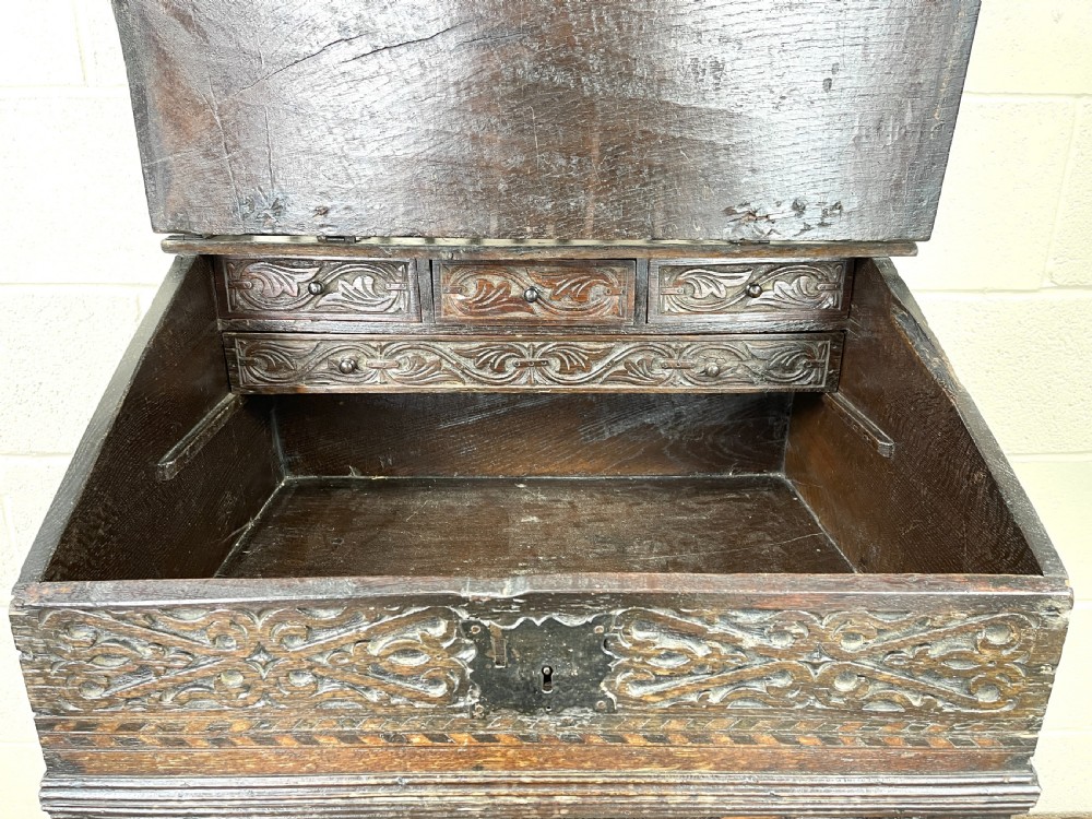 Antique Carved Oak Desk View IX