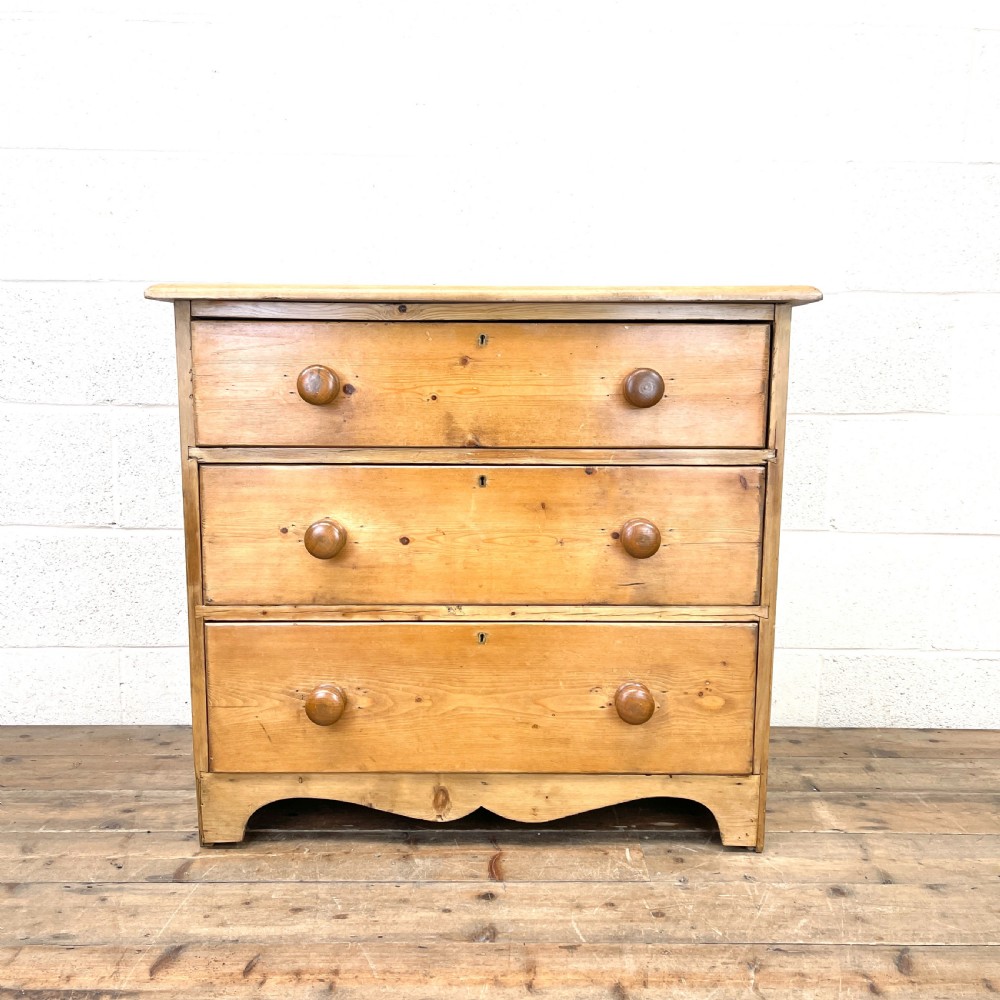 Small Antique Rustic Pine Chest of Drawers 