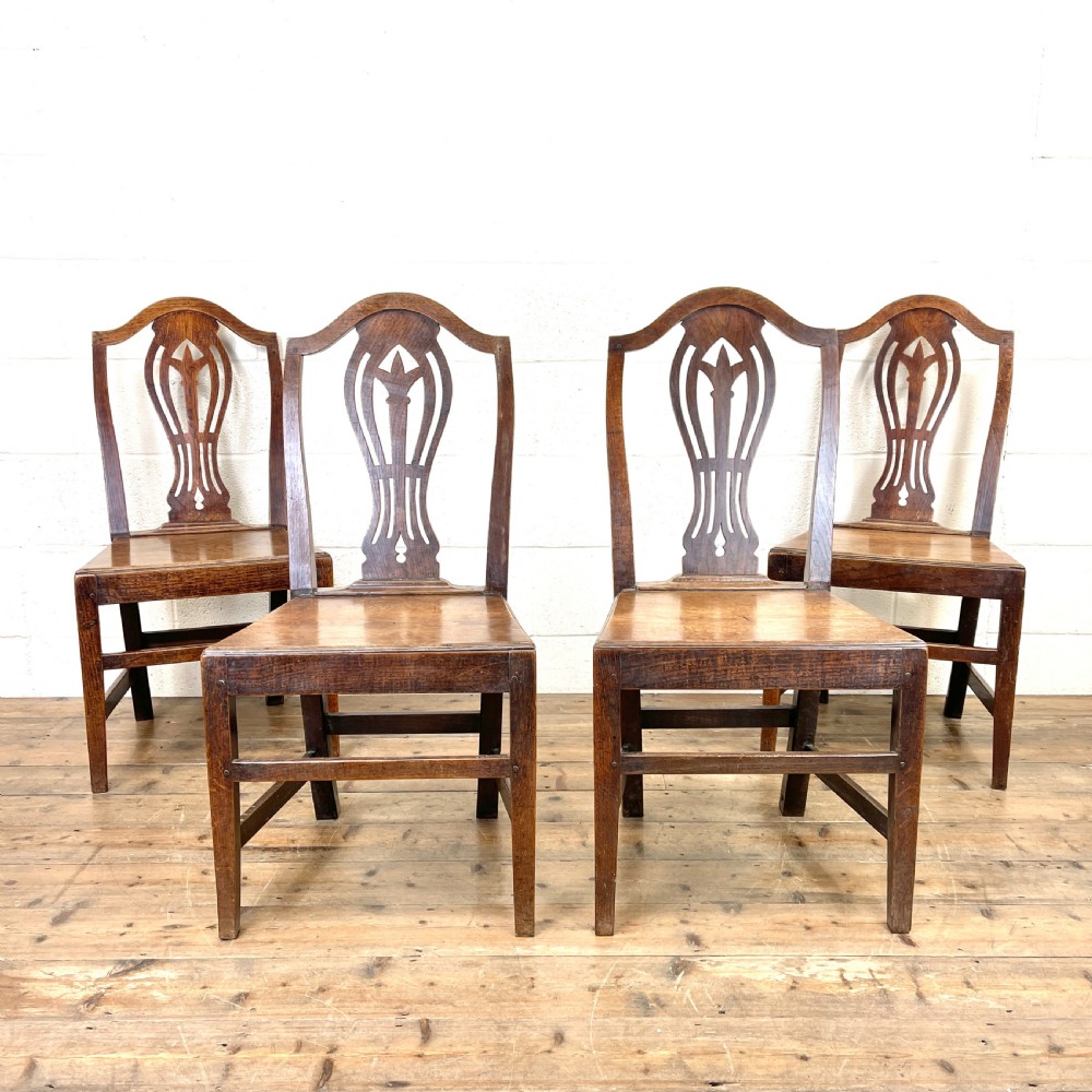 Set of Four Antique Welsh Oak Dining Chairs