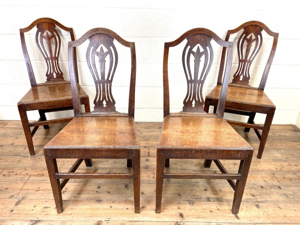 Set of Four Antique Welsh Oak Dining Chairs View II